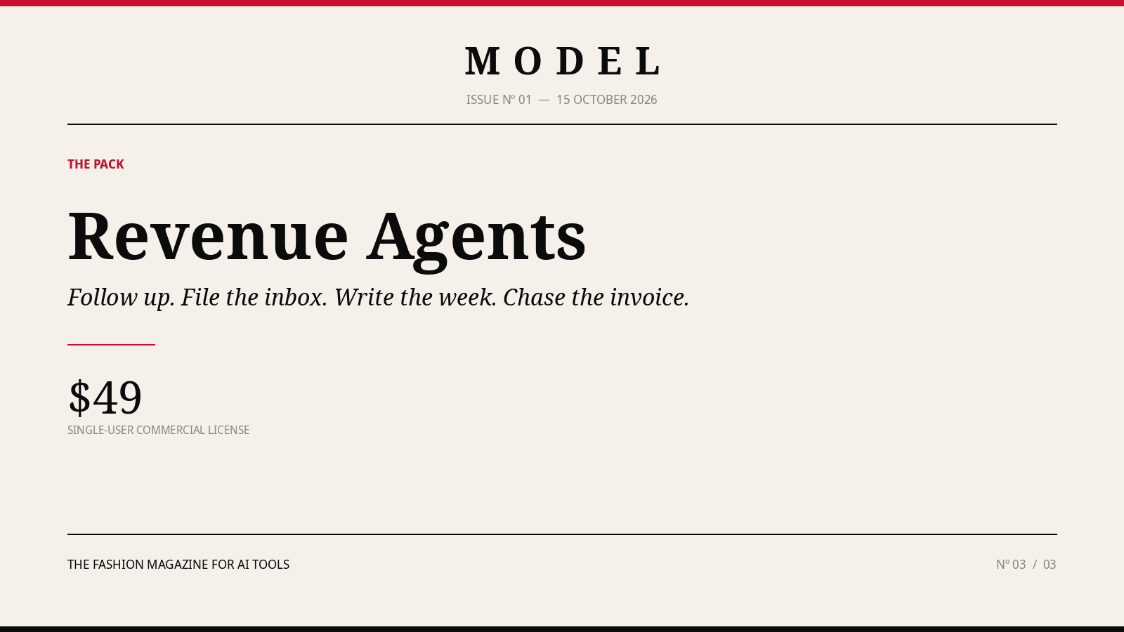 Cover of the MODEL Revenue Agents Pack.