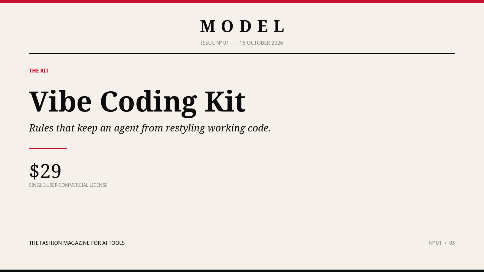 Cover of the MODEL Vibe Coding Kit.